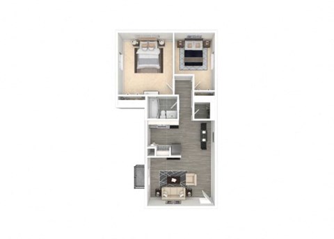 Floor plan for 2 beds, 1 bath, 816 sqft
